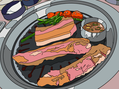 컬러링시트 0048 : food_pork_barbecue_grilled_tomato