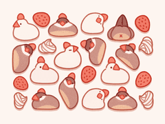 [굿노트] 어떻게 문조가 딸기 찹쌀떡?! 스티커