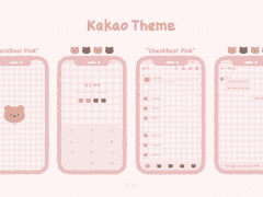 [안드로이드 카카오톡 테마] 체크 곰돌이 핑크 카톡 테마