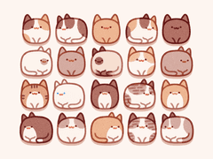 [굿노트] 네모네모 고먐미 덩어리 스티커 & PC 아이콘