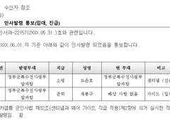 제목 : 인사발령 통보(입대, 진급)