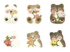 꽃을 든 멍멍 스티커