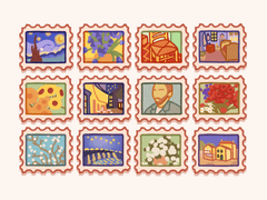 [굿노트] 빈센트 반 고흐 명화 우표 스티커