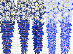 [클립스튜디오 소재 / 브러쉬 / PNG 파일] 식물_등나무 (꽃_파랑)
