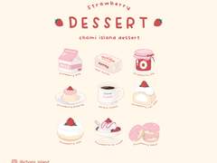 CHOMI set│ ios 스트로베리 디저트 세트 카카오톡 테마 - 아이폰