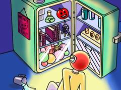 아침 냉장고의 차가움