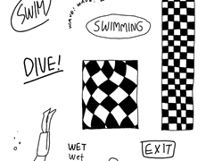 [굿노트 스티커] 흑백 수영 스티커