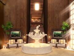 목조 저택, 아늑한 응접실, 우드톤 인테리어