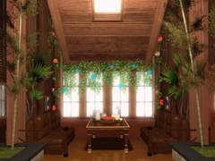 숲속의 목조 주택