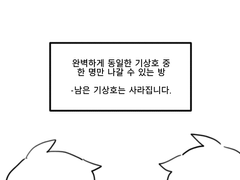 완벽하게 동일한 기상호 두 명 중 한 명만 나갈 수 있는 방
