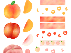 복숭아 모음 스티커 공유