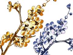 생화, 금, 은, 금속 매화 브러쉬 4종 세트 (클립스튜디오)