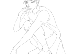 우라미치가 치마 입고 담배 피우는 그림