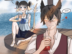 바닷가에 놀러간 나스와 웨인이