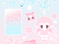 [유료전환]해파리요정& 바다 친구들 스티커