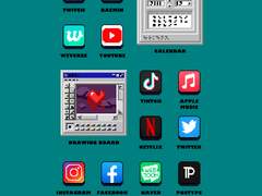 윈도우 95 감성 레트로 컨셉 픽셀 스티커