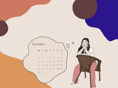 [일러스트배경화면] 10월 달력 무료