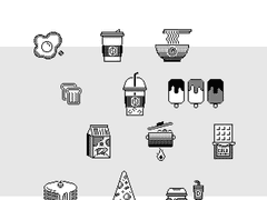 [주제|음식] 모노톤 굿노트 픽셀 스티커_part.7