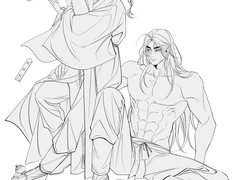 사훤명하 추석 그림 러프+ 선화작업