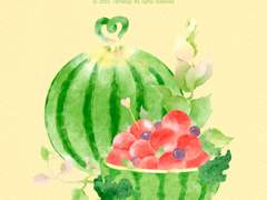 수채화풍 수박 일러스트 디지털 스티커 3종 Set