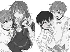 흑백 2인 고정틀 커미션