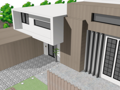 [스케치업] 수영장이 있는 고급 주택 외관(무료 리뉴얼/2가지 스타일 제공) / 웹툰 배경 스케치업 skp