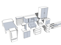 [스케치업] 주택 인테리어 소품 웹툰 스케치업 13종 모음 / 웹툰 배경 스케치업 skp