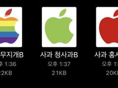 청사과 홍사과 무지개 애플  도안