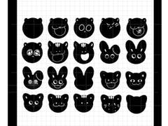 디지털 스티커 흑백 귀염 스티커