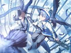 서로 등을 맞댄 파트너와 같이