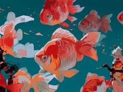 익사하는 물고기 군과 헤엄치는 법을 모르는 붕어 양