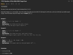 [2023.12.26] 1155. Number of Dice Rolls With Target Sum