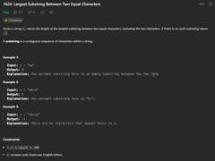 [2023.12.31] 1624. Largest Substring Between Two Equal Characters