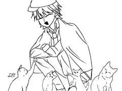 고양이들에게 둘러싸인 란포