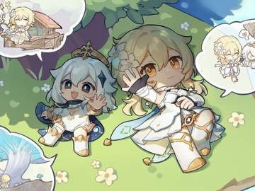 { 원신 } 드림주를 도와서 집무실을 청소 중인 그들.