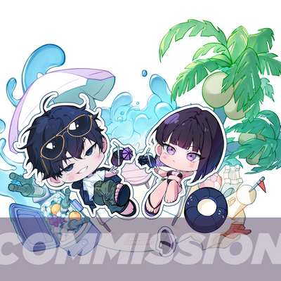 리퀘스트-[SD페어 고정틀] 무더운 여름, 앤캐와 시원하게 보내요!