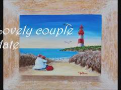 등대가 보이는 바닷가에서 프랜치키스 - 힐링 아크릴 페인팅