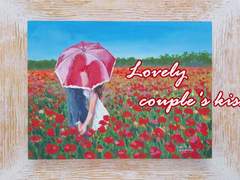 양귀비 꽃밭에서 러블리 커플의 프랜치키스 - 힐링 아크릴 페인팅