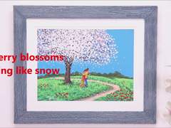 벚꽃이 눈처럼 흩날리는 초원풍경 - 초등학생도 따라 할 수 있는 아크릴페인팅 꿀팁